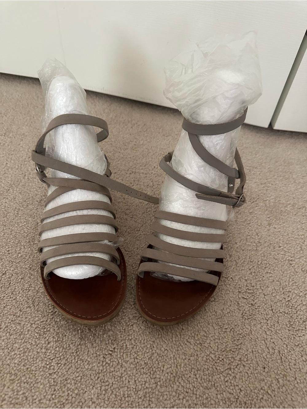 Steve Madden Taupe Strappy Wrap Sandals